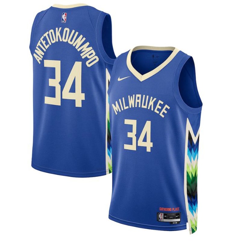 Giannis Antetokounmpo Milwaukee Bucks Unisex 2023 NBA Jersey - City Edition - Royal